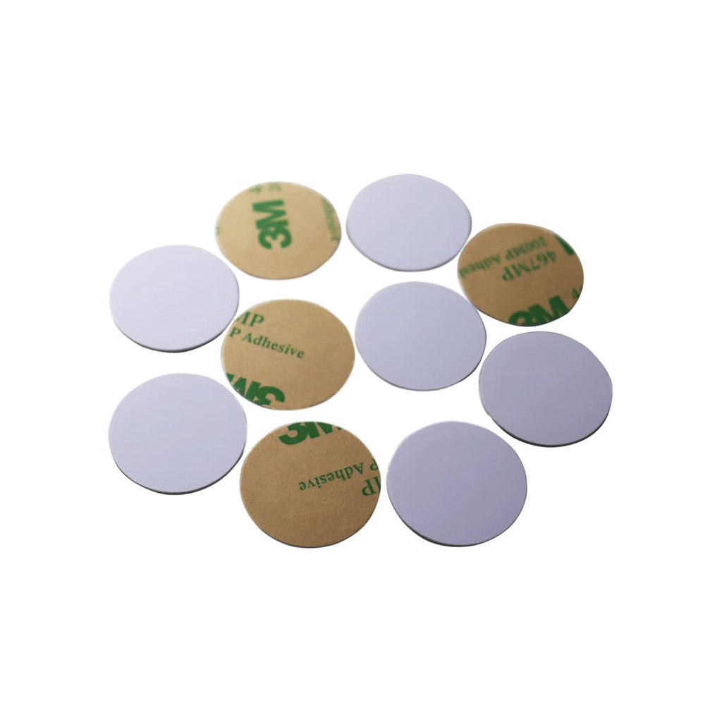 ETEKJOY 10 PCS Writable 125kHz RFID Sticker Coin Adhesive T5577 Proximity ID Tags, Rewritable, Dia 25mm, Multicolor