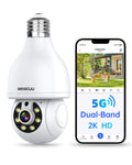 WESECUU Light Bulb Security Camera, 2.4G/5G WiFi, Wireless Outdoor, 2-Way Talk, Human Detection, Color Night Vision, Compatible with Alexa,