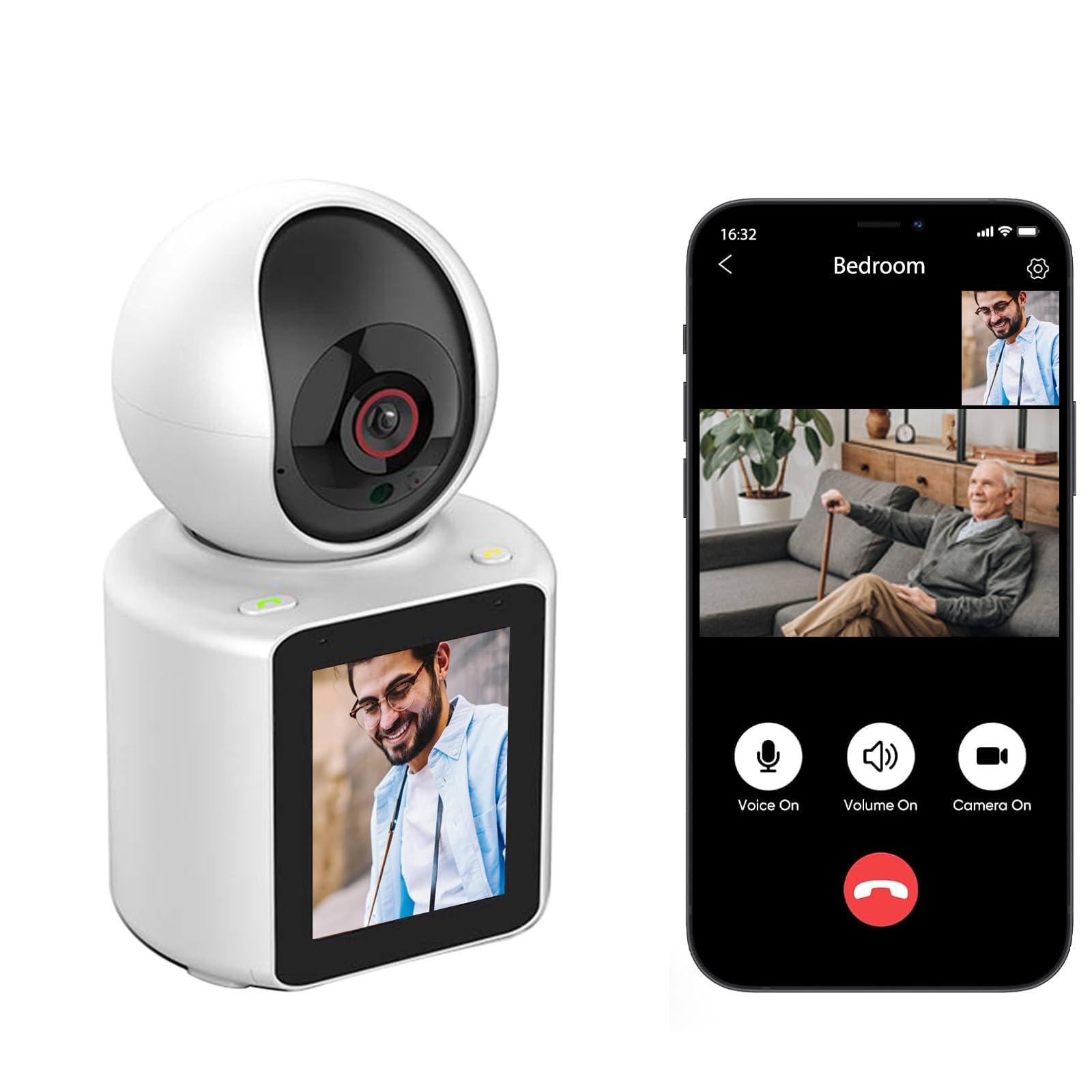 Lastcow Video Calling Camera With 2.8 Inch Hd Screen Voice Assistant, 1080P Indoor Home Security Camera, Indoor Home Nanny Camer