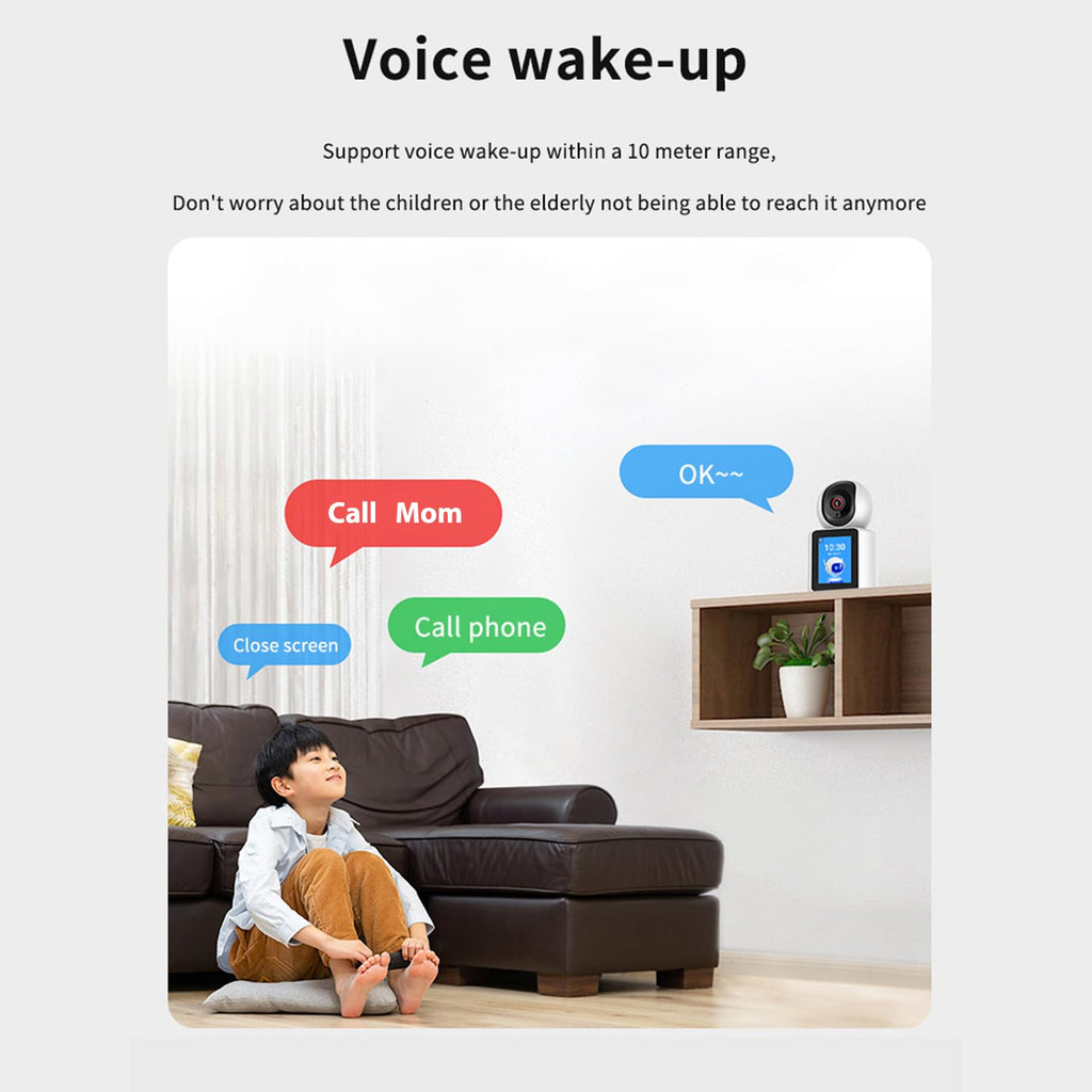 Lastcow Video Calling Camera With 2.8 Inch Hd Screen Voice Assistant, 1080P Indoor Home Security Camera, Indoor Home Nanny Camer