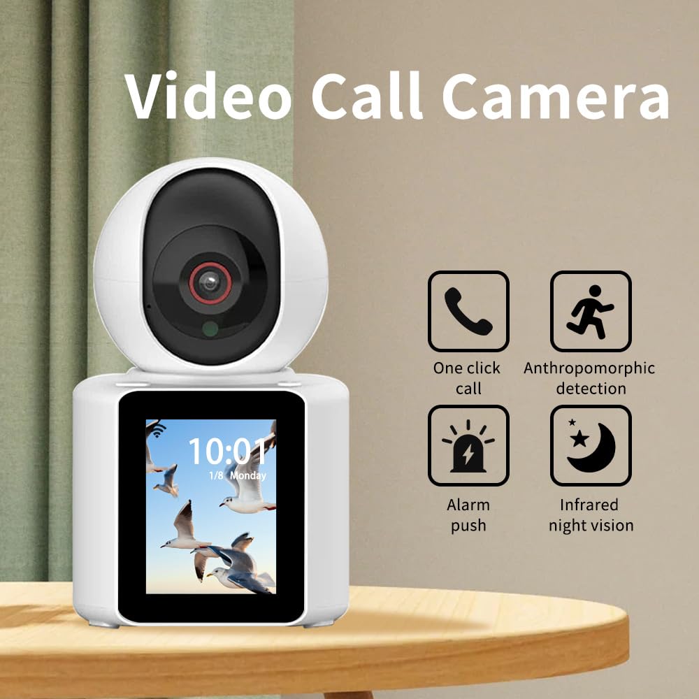Lastcow Video Calling Camera With 2.8 Inch Hd Screen Voice Assistant, 1080P Indoor Home Security Camera, Indoor Home Nanny Camer