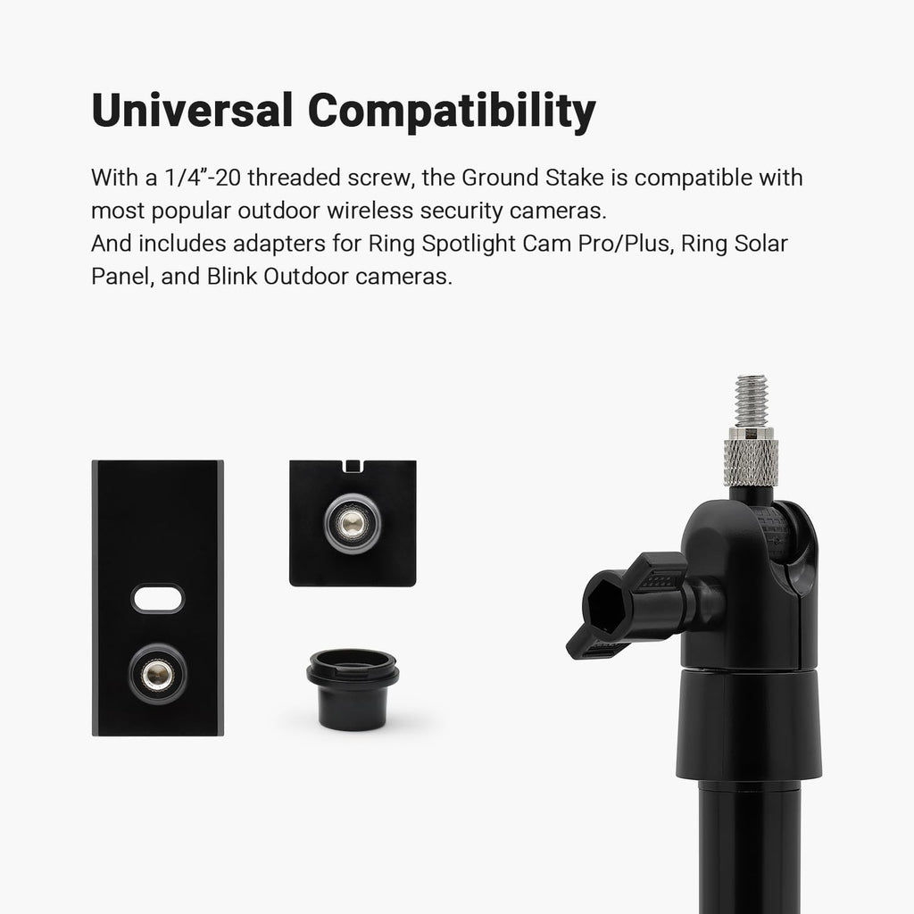 Holicfun Security Camera Ground Stake, Heavy Duty Stand Mount With Adjustable Angle And Height For Ring, Blink, Arlo, Eufy, Wyze