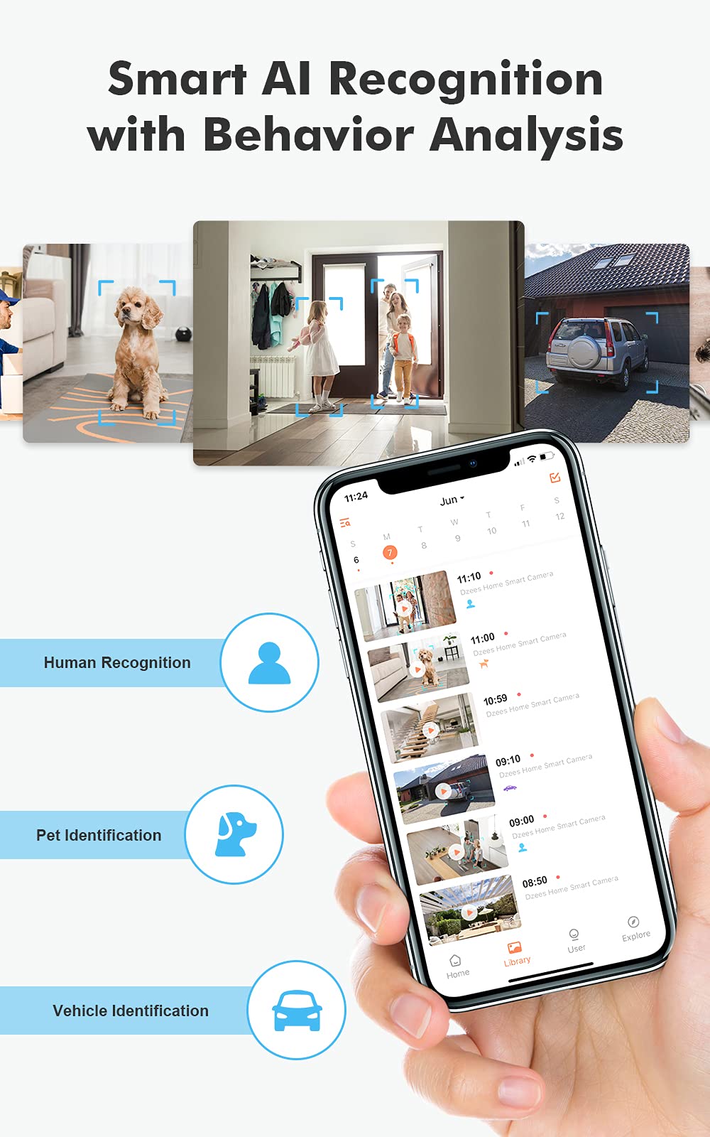 Dzees 2K Security Cameras Wireless Outdoor, Battery Powered Ai Motion Detection Spotlight Siren Alarm Wifi Surveillance Indoor H