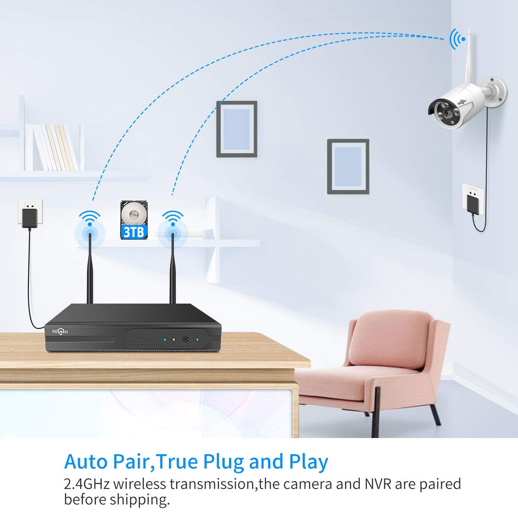 Hiseeu Wireless Pro Wifi Security Camera System, 16Ch 4K Nvr Kit, 8Pcs 5Mp Cctv Home Security Camera System For Indoor/Outdoor Use, Night Vision, Waterproof, Motion Detection, 3Tb Hard Drive