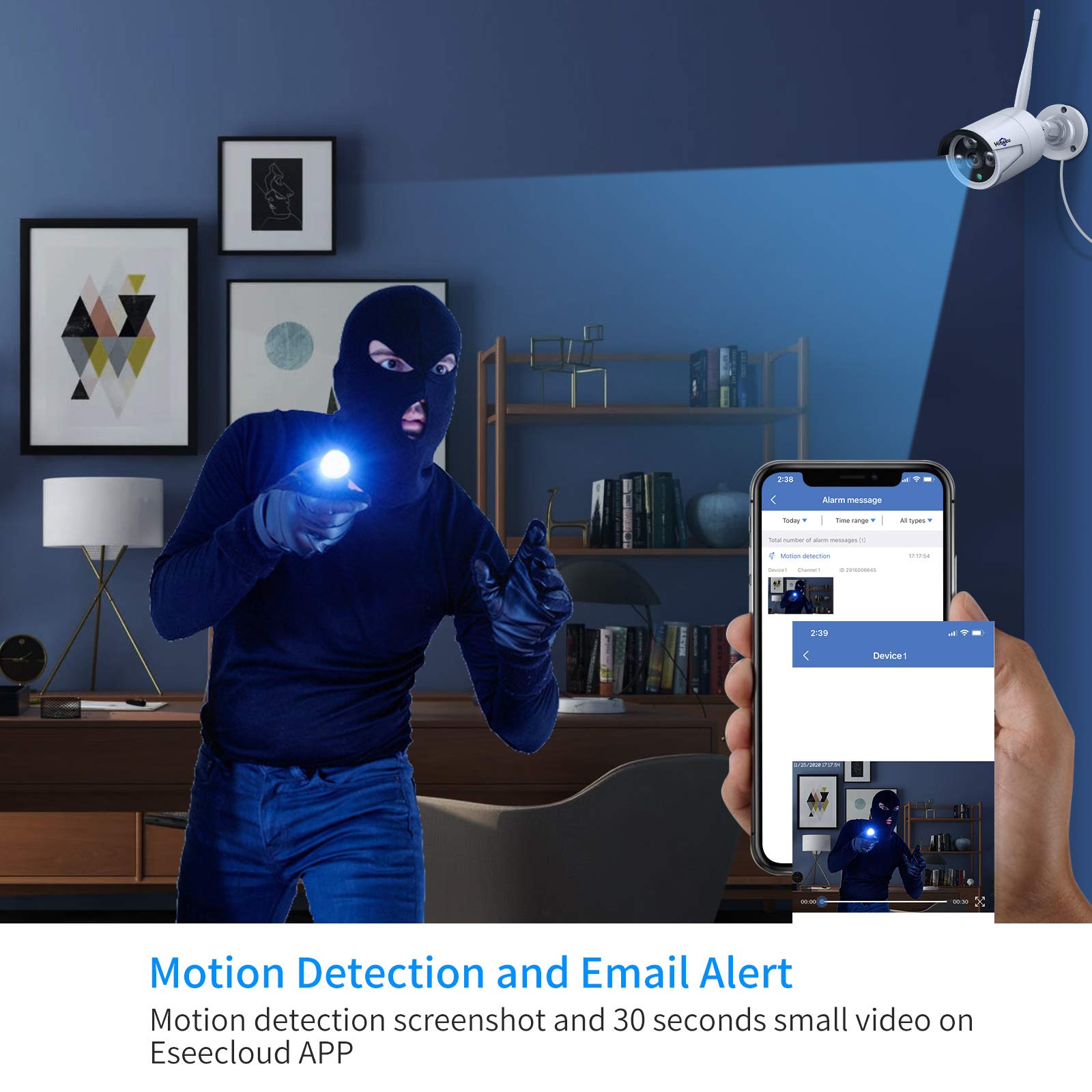 Hiseeu Wireless Pro Wifi Security Camera System, 16Ch 4K Nvr Kit, 8Pcs 5Mp Cctv Home Security Camera System For Indoor/Outdoor Use, Night Vision, Waterproof, Motion Detection, 3Tb Hard Drive