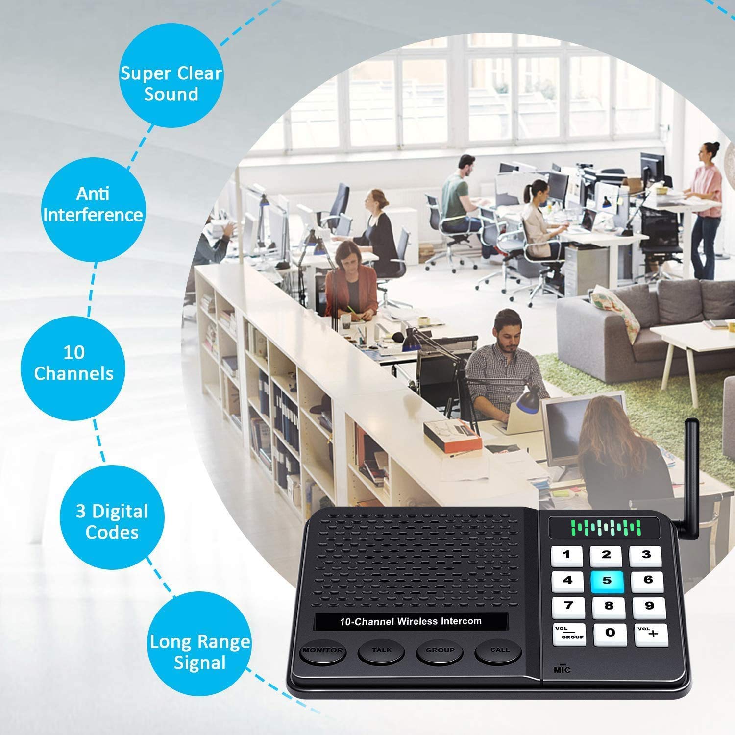 6 Pack Intercoms Wireless For Home   Long Range 1 Mile Wireless Intercom System 10 Channel 3 Code   Glconn Room To Room Home Int