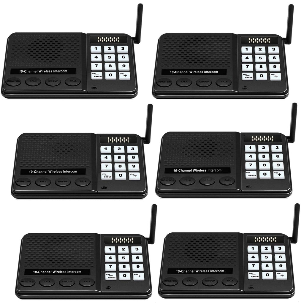6 Pack Intercoms Wireless For Home   Long Range 1 Mile Wireless Intercom System 10 Channel 3 Code   Glconn Room To Room Home Int