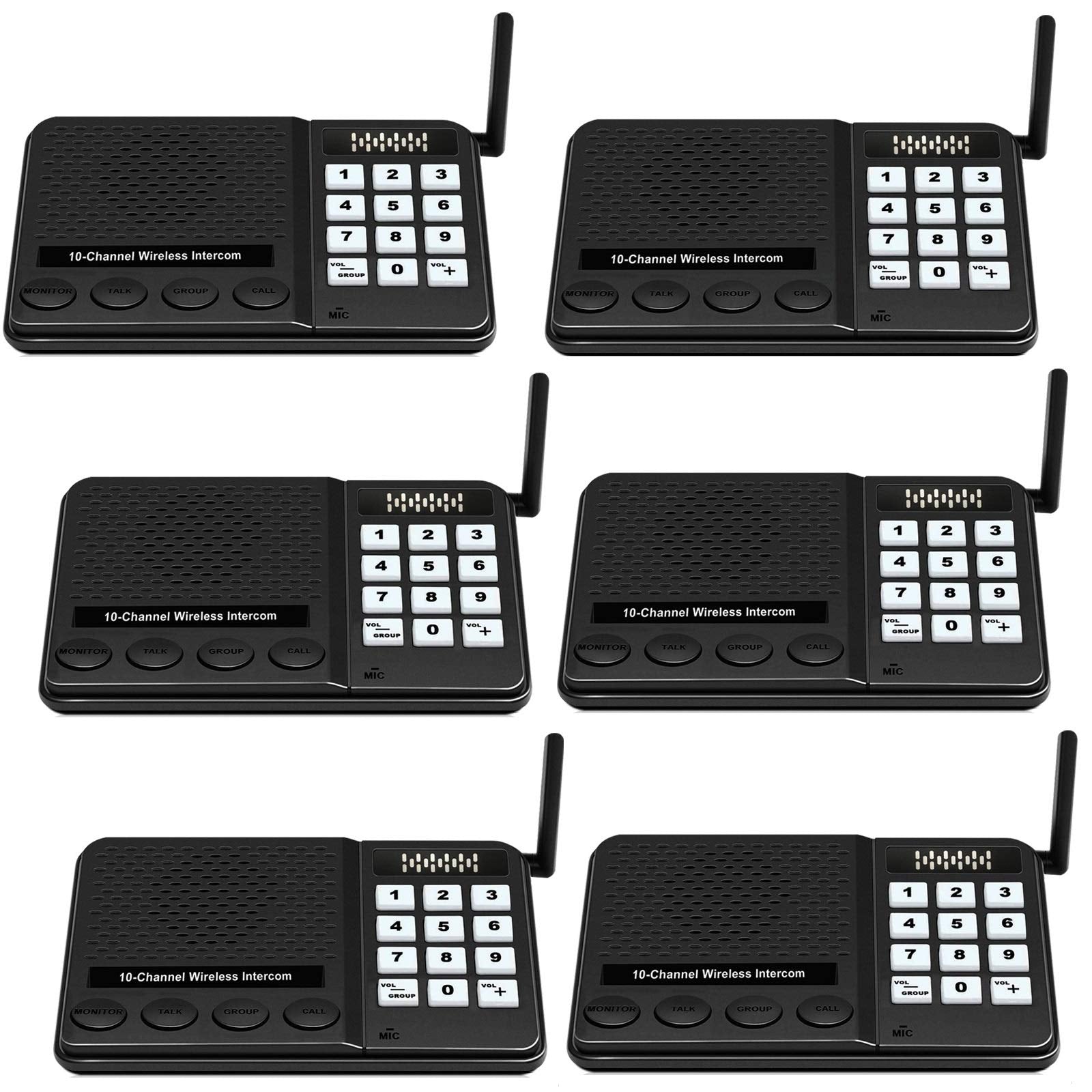 6 Pack Intercoms Wireless For Home   Long Range 1 Mile Wireless Intercom System 10 Channel 3 Code   Glconn Room To Room Home Int