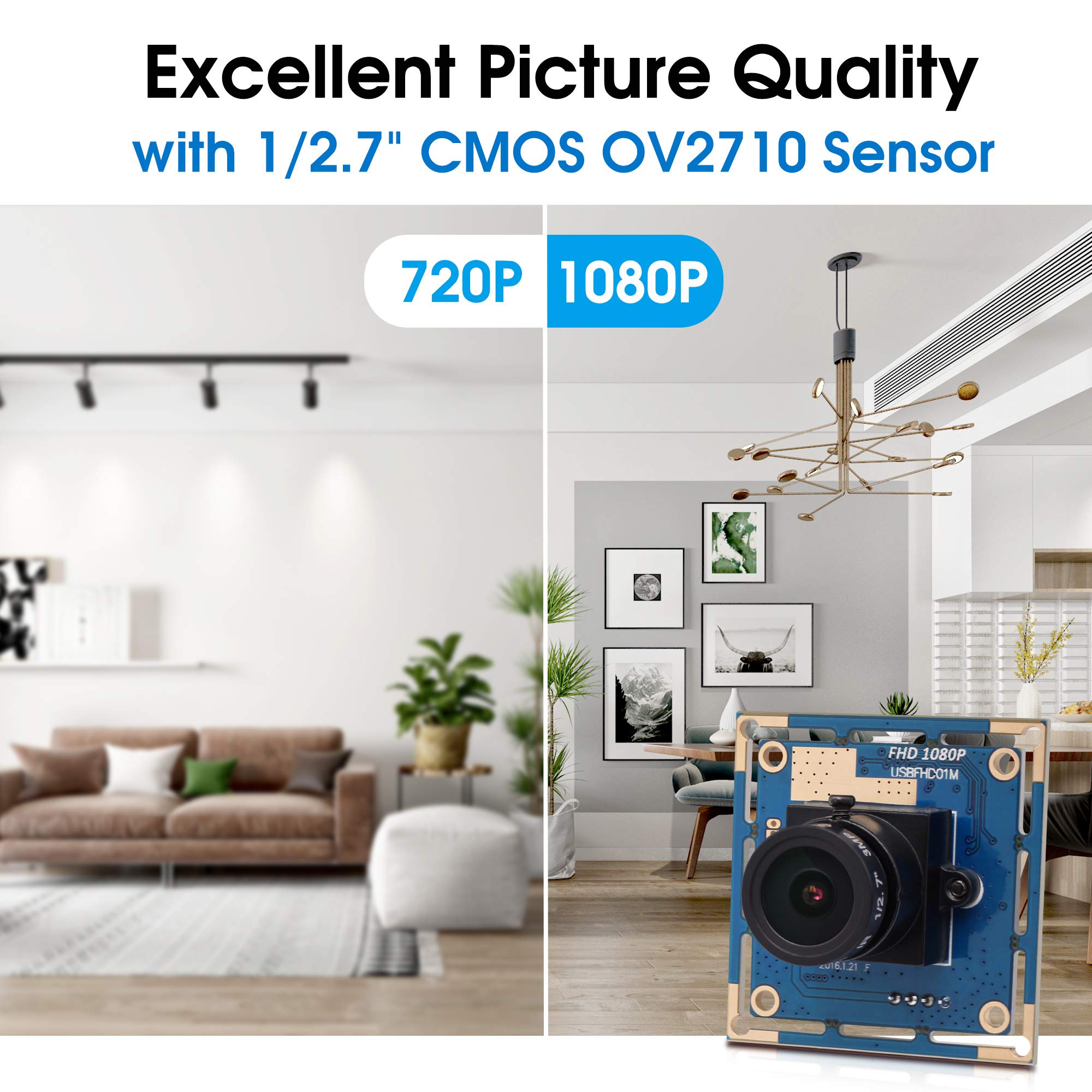 Svpro 1080P Usb Camera Module For Computer And Raspberry Pi,30Fps/60Fps/120Fps High Speed Board Camera Cmos Ov2710 Uvc Camera Mo