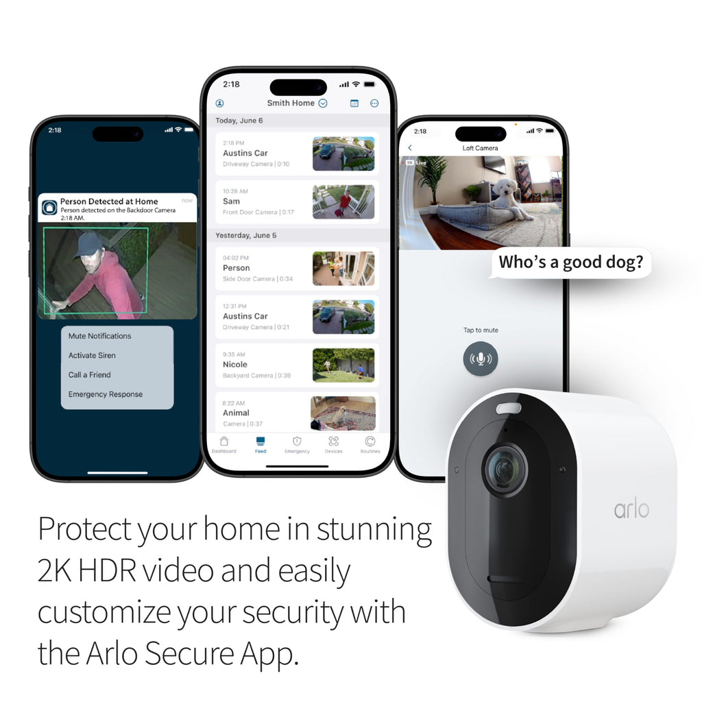 Arlo Pro 5S Spotlight Security Camera 2K Hdr | Outdoor | Wireless With Spotlight | Dual Band Wi Fi Connects To Strongest Network
